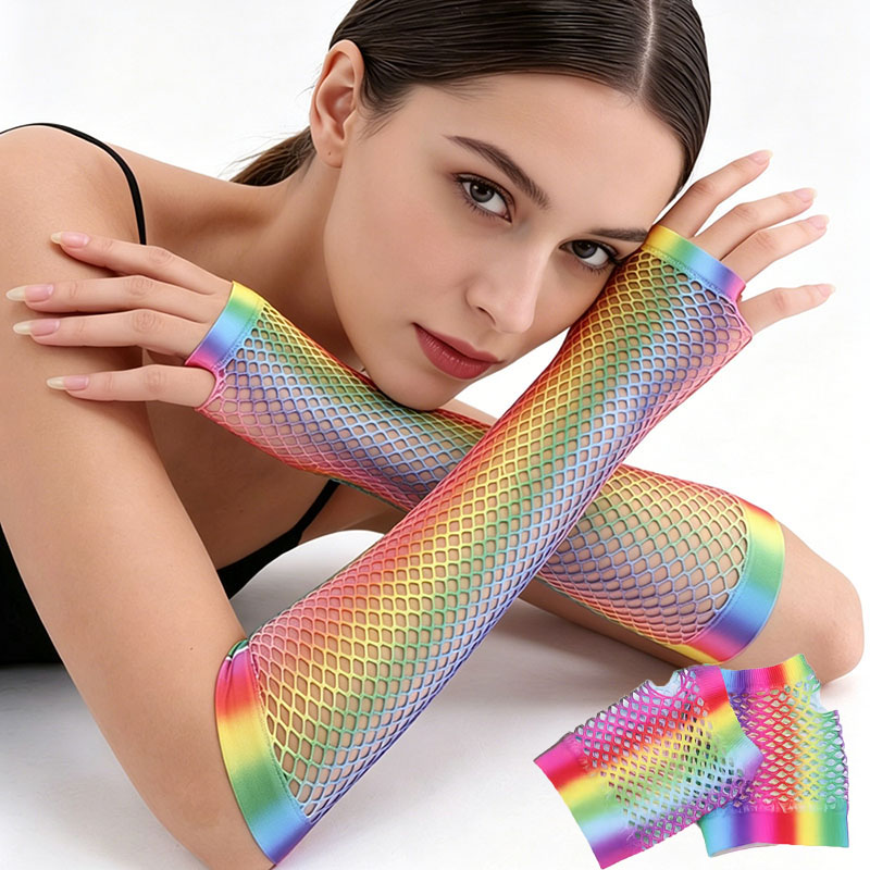 1組 レディース ロングフィッシュネットグローブ 指なしメッ - Women'S Fashion Gloves のレビューと価格