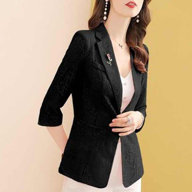 エレガントな無地スプライスポケットレースブレザー婦人服夏の新 - Blazer Women Oversized のレビューと価格