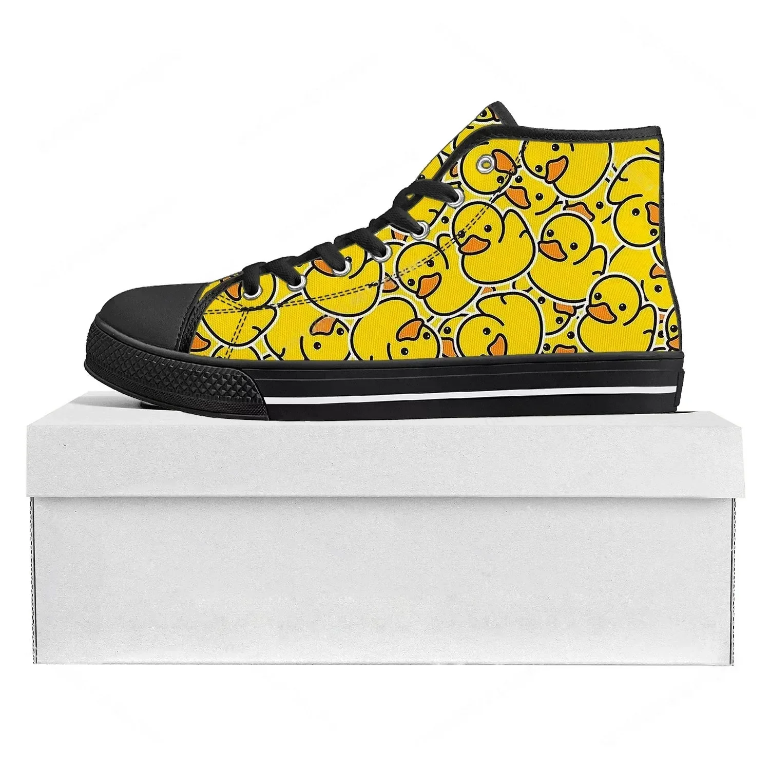 イエローダックプリントハイトップ高品質スニーカーメンズレディ - Women'S Yellow Fashion Sneakers のレビューと価格