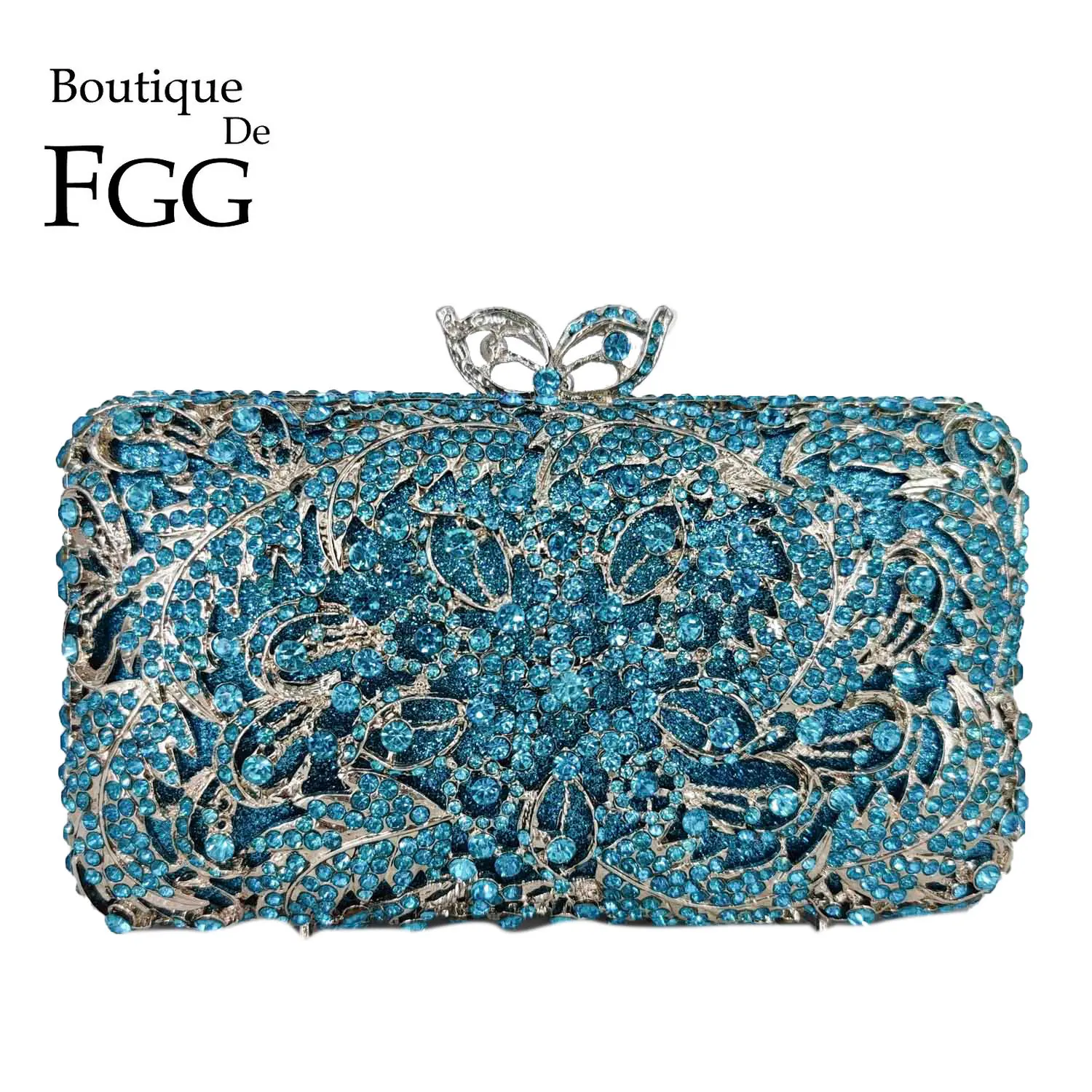 ブティックデ FGG ターコイズブルー女性クリスタルクラッチ - Women'S Fashion Boutique のレビューと価格
