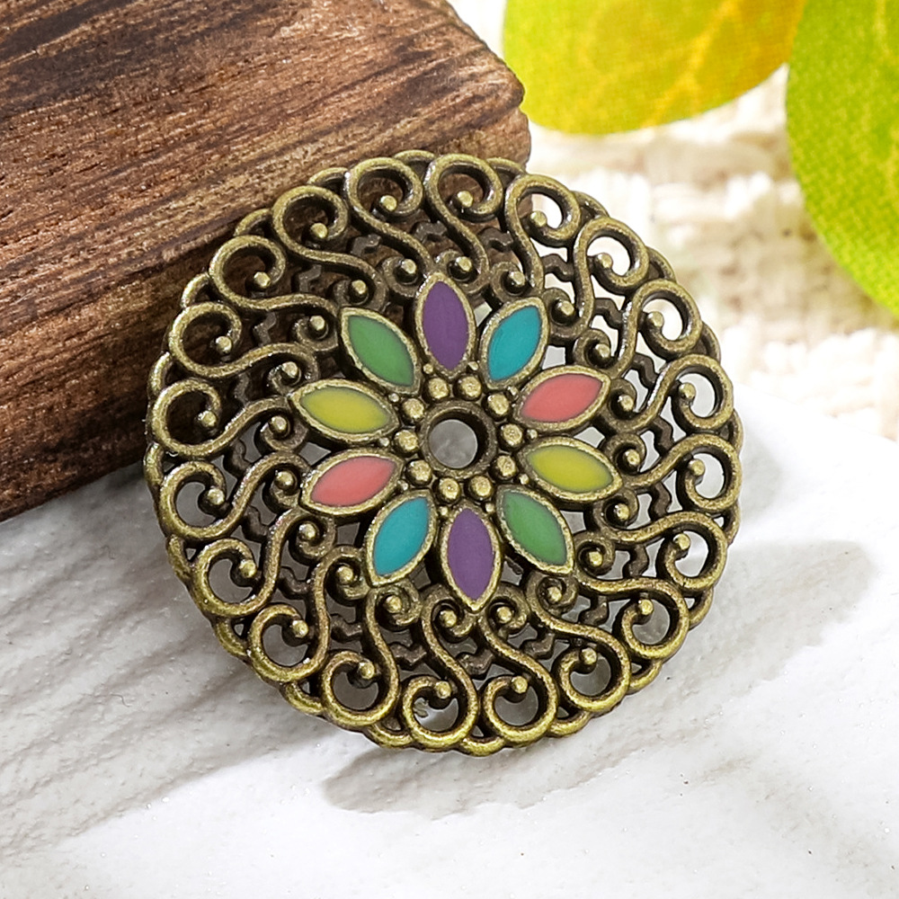 ヴィンテージ銅ブロンズボヘミアエナメルラウンドチャームペンダ - Women'S Fashion Earrings のレビューと価格