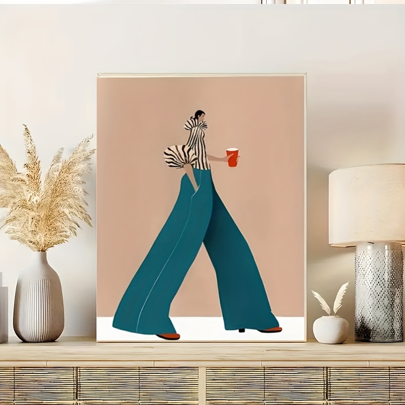 ファッショナブルなブルーパンツ女性ポスタープリント現代超現実 - Women Fashion Drawing のレビューと価格