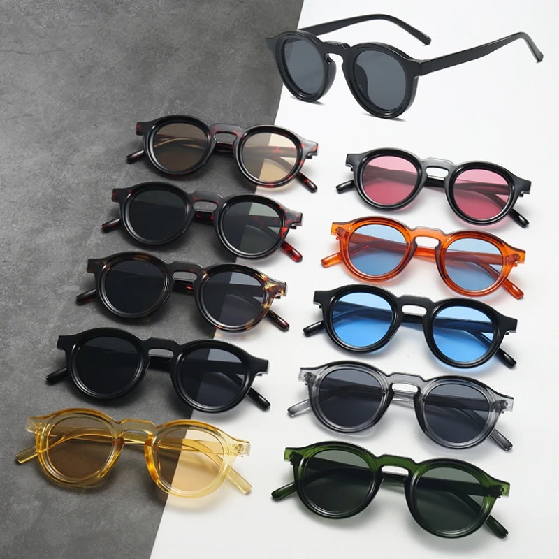 高品質ラウンドサングラス女性男性パンクシェードレトロトレンド - Women Fashion Glasses のレビューと価格