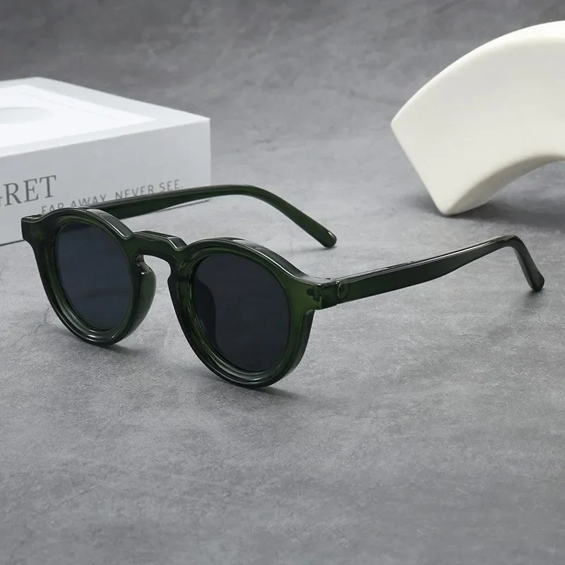 高品質ラウンドサングラス女性男性パンクシェードレトロトレンド - Women Fashion Glasses のレビューと価格